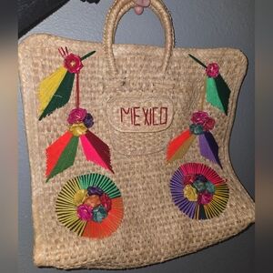 Vintage Handmade Mexico Straw Tote